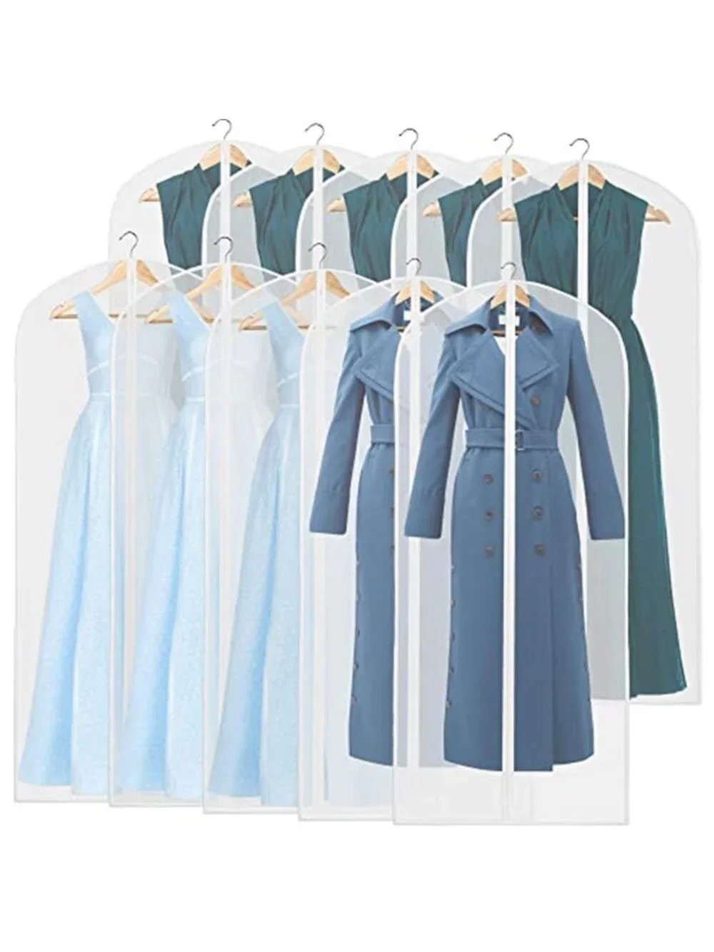 Garment Bags Clear Zipper Long Dress Coat Storage Cover Waterproof Reusable